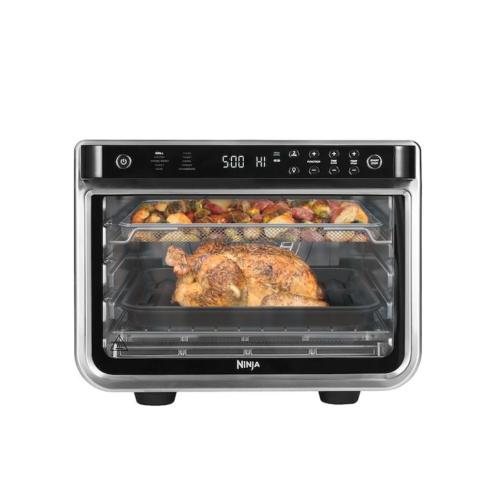 Електрическа Фурна Без Котлони: Конвекция, Еър Фрайър и Грил в Едно Електрическа фурна Ninja Foodi DT200EU, 10 в 1, Дигитален дисплей, 29 л, 2400 W, Черен/Сребрист