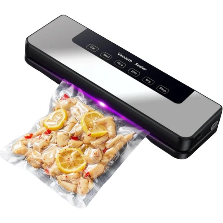 Elindor® Професионална вакуумна запечатваща машина 80KPa, опаковка от 10 торбички, безвъздушно запечатване, дълготрайно съхранение, ергономичен дизайн, автоматична функция, сива