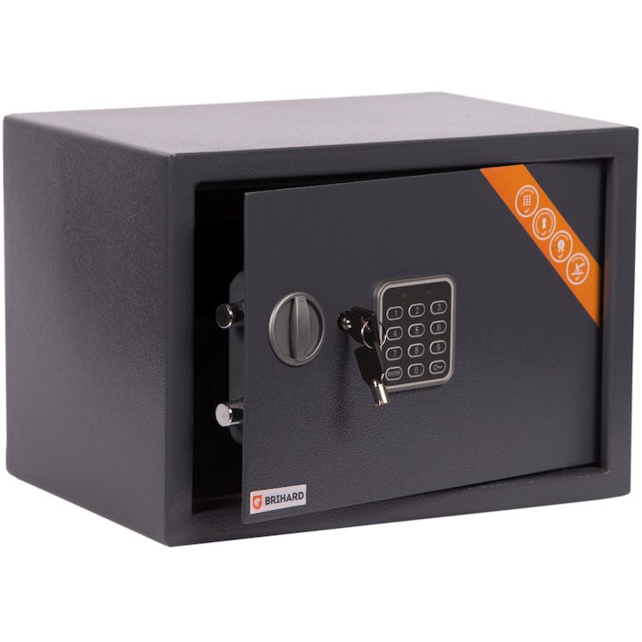 Стенен сейф Brihard, Стомана, Сив, 25 x 35 x 25 см
