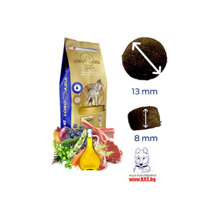 Гранули за Кучета - Кои са Най-Добрите за 2025? Храна за кучета LOBO AZUL, Grain free, Cordero (агнешко), Чувал с Цип 12кг