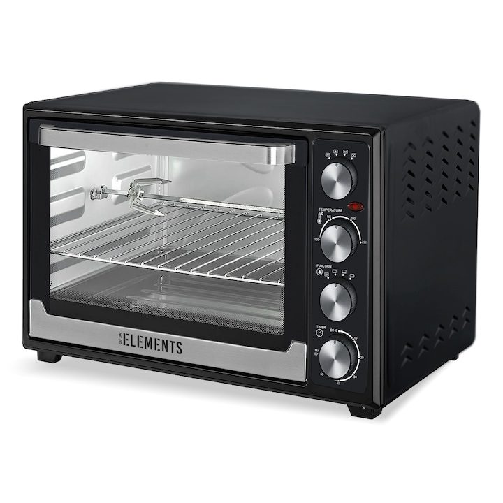 Електрическа Фурна Без Котлони: Конвекция, Еър Фрайър и Грил в Едно KB-ELEMENTS Електрическа конвекционна фурна – 45 л, 2000 W, грил, 60 мин. таймер, регулируема температура, термоустойчиво стъкло, вътрешна лампа