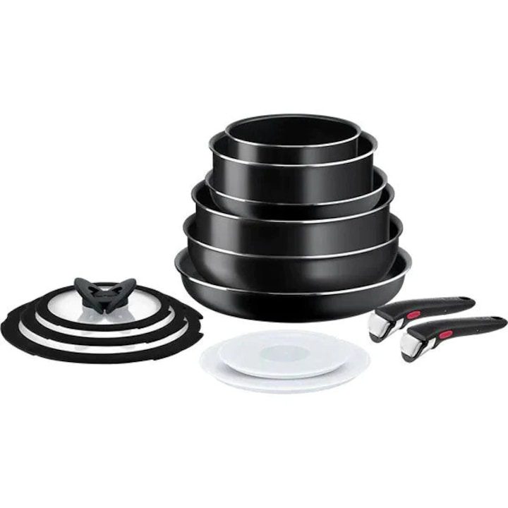 Комплект Тенджери и Тигани - Сравняваме Най-Популярните Комплект Tefal Easy Cook & Clean от 13 части, тиган 22 см/28 см, тенджера 16 см/20 см, стъклен капак 16 см/20 см/24 см, херметичен капак 16 см/20 см, уок 26 см, тенджера 24 см , 2 дръжки