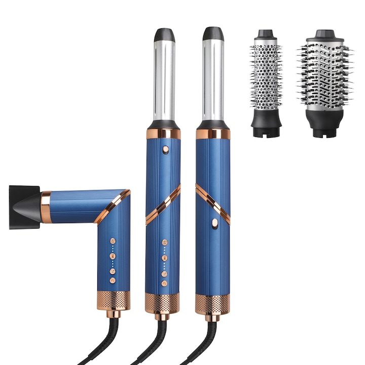 Топ 10 Най-Добрите Маши за Коса за 2025 Година - Иновативни Решения Маша Velisse™ Pro 5 в 1, професионален сешоар, 1500 W, свръхмощен, 110 000 RPM, отрицателни йони, 3 нива на скорост, 3 нива на температура, бутон за студено/горещо, сешоар, бързо изсушаване, Дизайн Компактен, преносим, 5 аксесоара, син