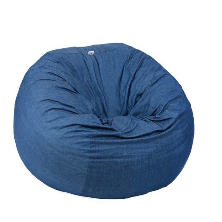 Как да Изберем Идеалния Барбарон? Пуф Pufrelax барбарон, 400л., Matusalem - Blue Denim, Перящ се калъф, Подходящ за деца, Пълнеж с микс от мемори пяна и дунапрен, Гама Savana