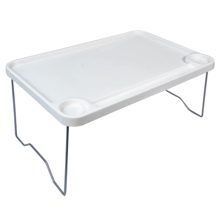 Къмпинг Маса - Коя да Изберем? Сгъваема маса за къмпинг, туризъм, плаж Soda Travel, с поставка за чаша, бяла, 58x36x25 см