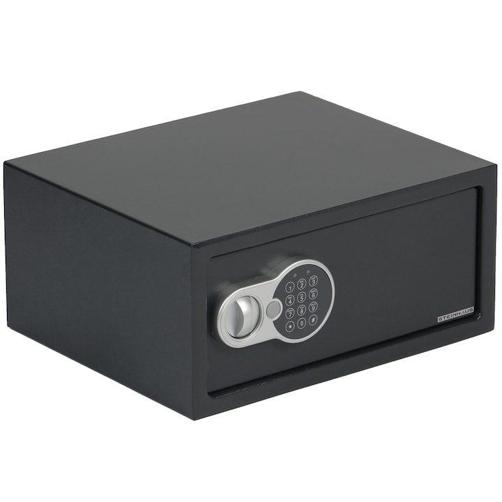 Стоманен сейф с електронно заключване и ключ Steinhaus, 200x430x350 мм, Сив