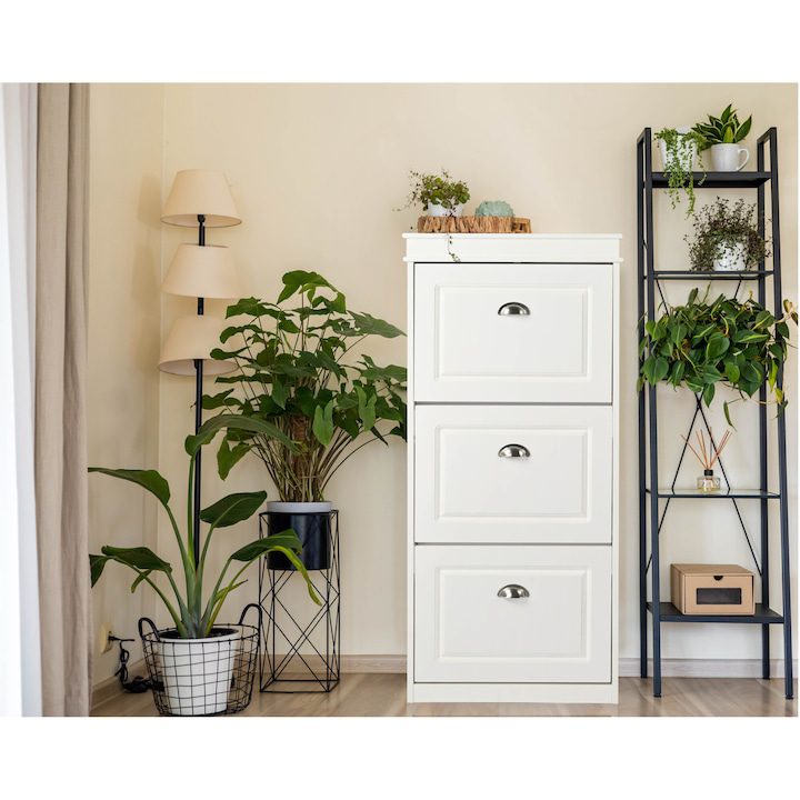 Шкаф за Обувки - Най-Добрия за 2025 Година Шкаф за обувки Kring Liv, 3 места за съхранение, МДФ, Бял