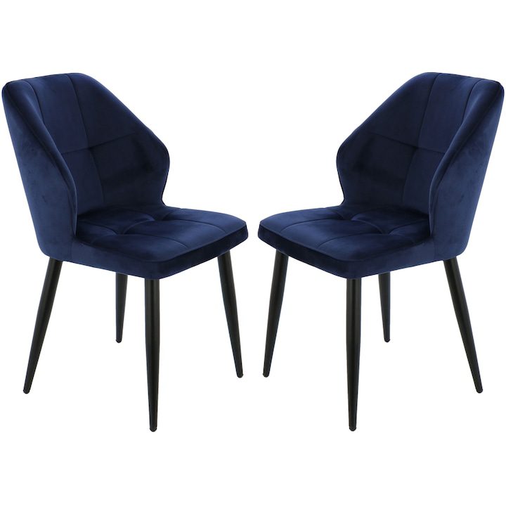 Трапезни Столове - Кои са Най-Предпочитаните за 2025 Година Комплект 2 стола Kring Kubra, Кадифе, Тъмносин