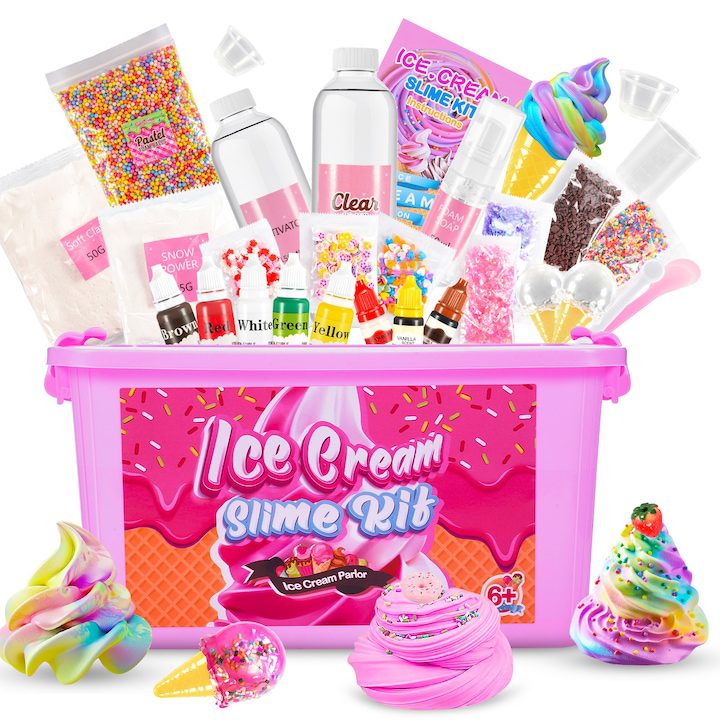 Интерактивни Играчки: Умни Приятели за Игра и Учене ATOPDREAM Slime Set, комплект Направи си сам, тема сладолед, полиуретанова пяна, 3-10 години