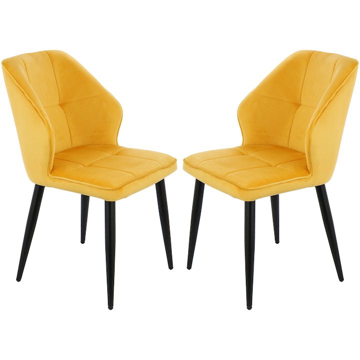Трапезни Столове - Кои са Най-Предпочитаните за 2025 Година Комплект 2 стола Kring Kubra, Кадифе, Жълт