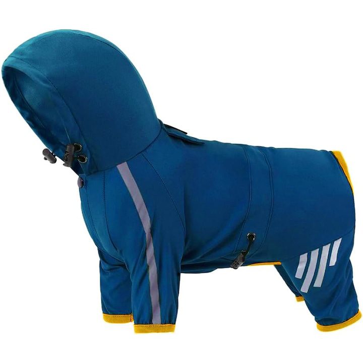 Есенно-зимни Дрехи за Кучета и Котки Дъждобран за кучета, Notekisskai, Полиестер, Светлоотразителни ленти, Син, L