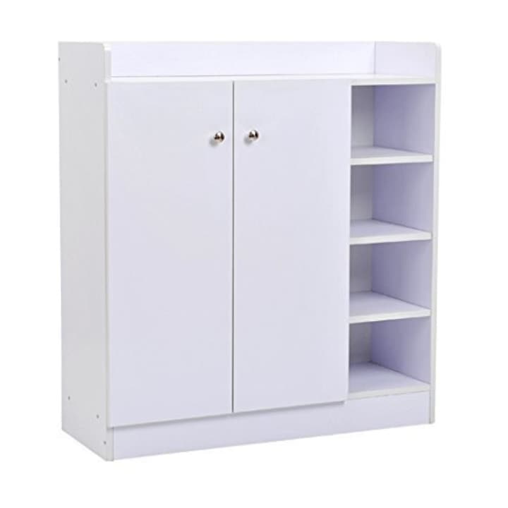 Шкаф за Обувки - Най-Добрия за 2025 Година Шкаф за обувки : Homcom, 2 врати, Бял, 83x30x90 cm