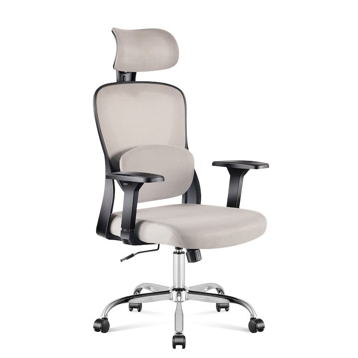 Офис Стол - Най-Добрите за 2025 Година Ергономичен офис стол Mark Adler Manager 3.2 подлакътници, лумбална опора, мрежеста материя, Сив