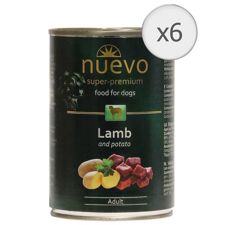 Мокра Храна за Кучета - Детайлен Анализ на Продуктите на Пазара Мокра храна за кучета Nuevo, Агнешко, 6x800 гр