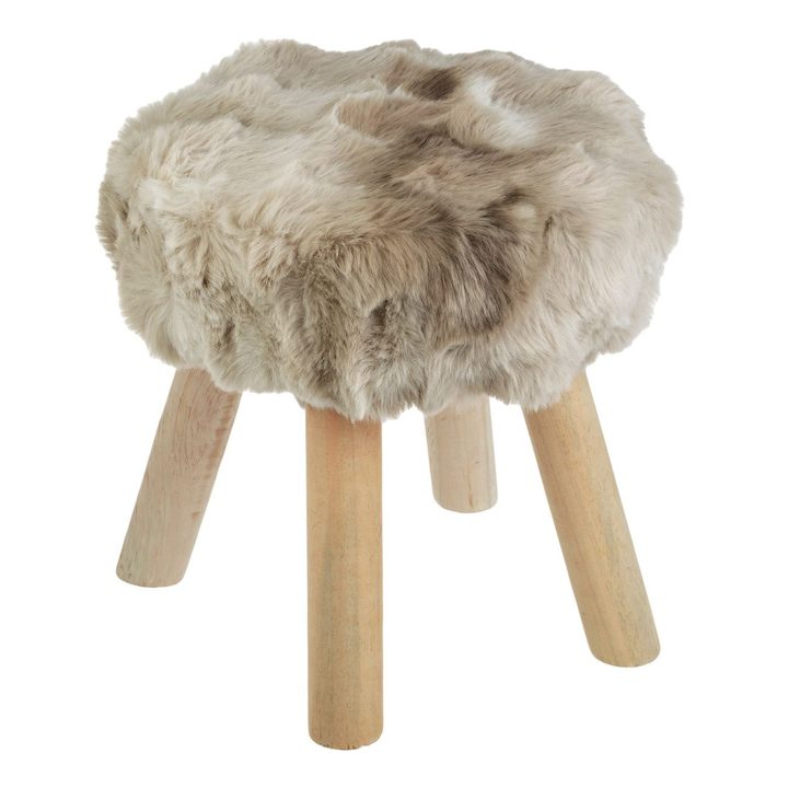 Табуретки - Най-Продаваните за 2025 Година Дървена табуретка, Пух, 30x30x33 см, Цвят сив