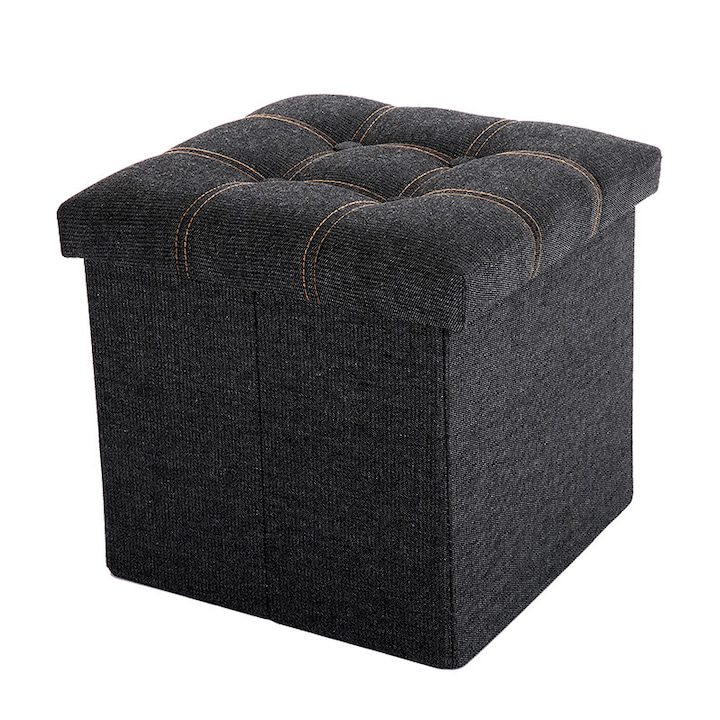 Табуретки - Най-Продаваните за 2025 Година FizioTab Сгъваема табуретка с място за съхранение, тип кутия, текстил, 38X38X38 см, черна