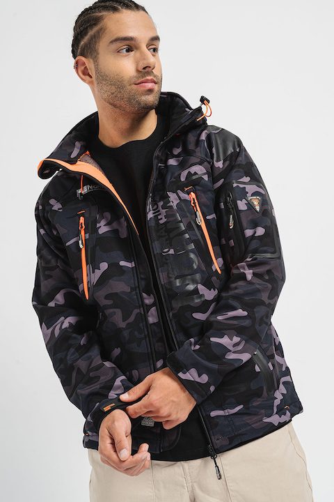 Мъжки Зимни Якета 2025 - Кои са Най-Добрите Geographical Norway, Зимно яке с качулка и принт, Избеляло черно/Въглен сиво