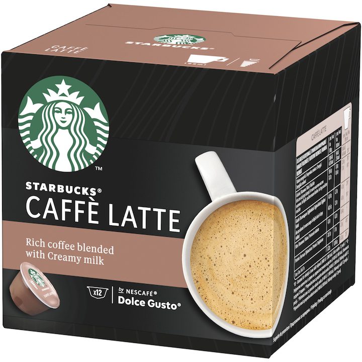 Долче Густо Капсули - Кои са Най-Добрите в България? Капсули Starbucks Caffe Latte by Nescafé Dolce Gusto, 12 капсули, 121.2 гр