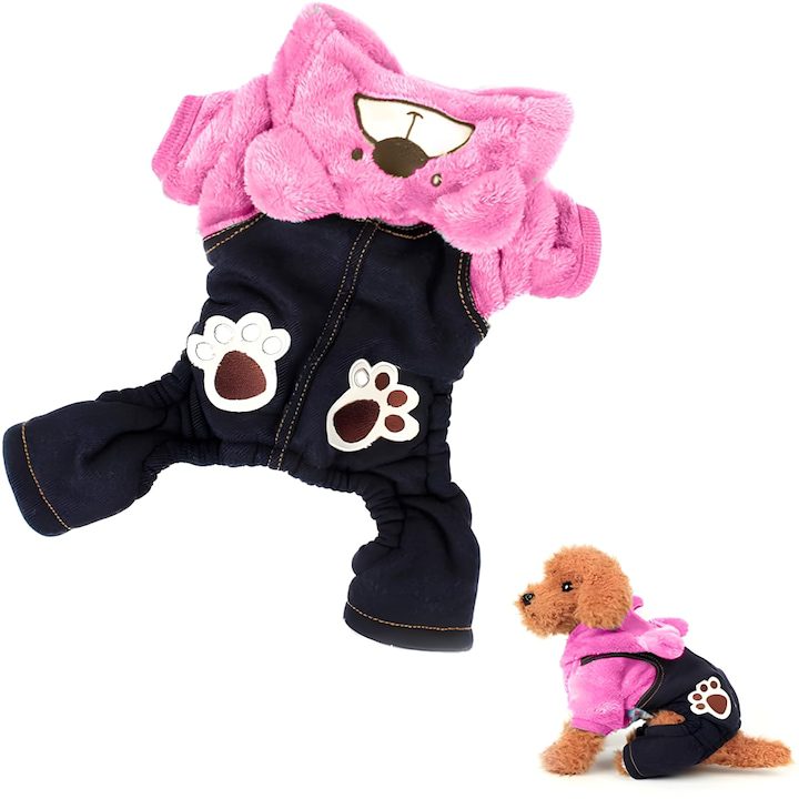 Есенно-зимни Дрехи за Кучета и Котки Комфортно облекло CozyPaws Essentials за домашни любимци, материал Cocolino, практично, лесно за използване, гениален дизайн, защита на повърхността, удобен дизайн, уникален дизайн с плюшено мече и лапи, размер M, розово