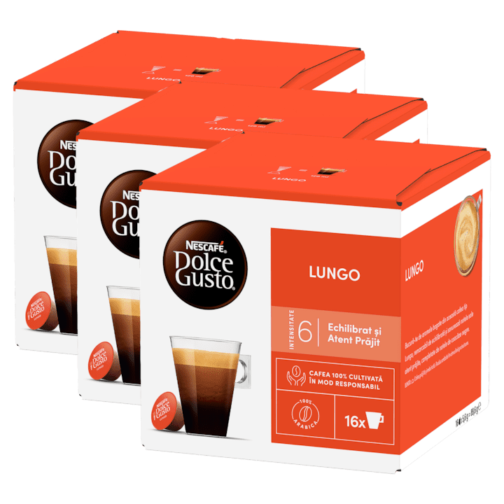 Долче Густо Капсули - Кои са Най-Добрите в България? Комплект 3 x капсули Nescafé Dolce Gusto Lungo, 48 капсули, 268.8 гр
