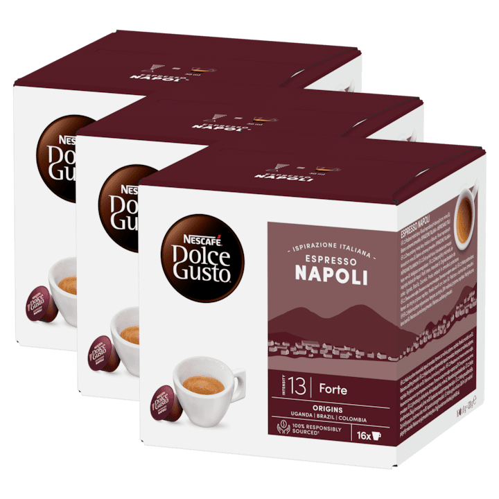 Долче Густо Капсули - Кои са Най-Добрите в България? Комплект 3 x Капсули Nescafe Dolce Gusto Napoli, 48 капсули, 384 г