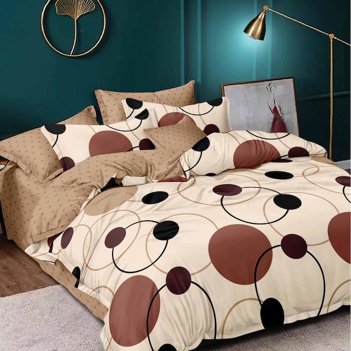 Спален Комплект 2025: Как да Изберете? Памучно спално бельо за 2 човека, Плътно, 6 части, Цветен, JK50