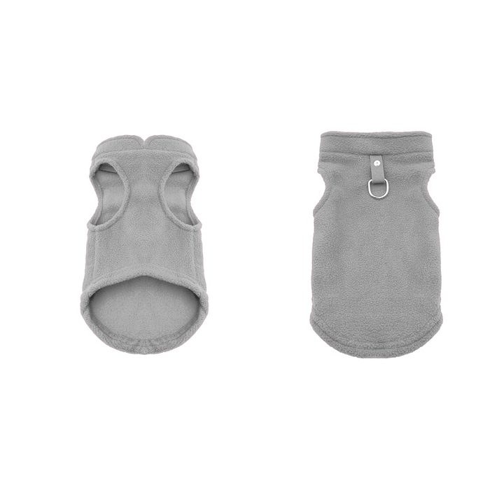 Есенно-зимни Дрехи за Кучета и Котки Пуловер от полар за кучета и котки, дизайн с D-образен пръстен, сив цвят, размер L