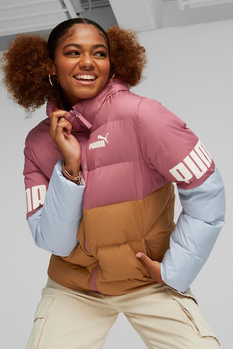 Дамски Якета 2025 - Вижте кои са Най-Желаните в България Puma, Зимно яке Power с пухена вата и качулка, Карамел/Розово/Светлосин
