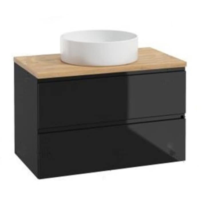 Шкаф за Баня - Кои са Най-Добрите за 2025 Година? Шкаф за баня с плот Modus DomoDomo, Окачен, MDF, Черен, 60x45.8x50 см