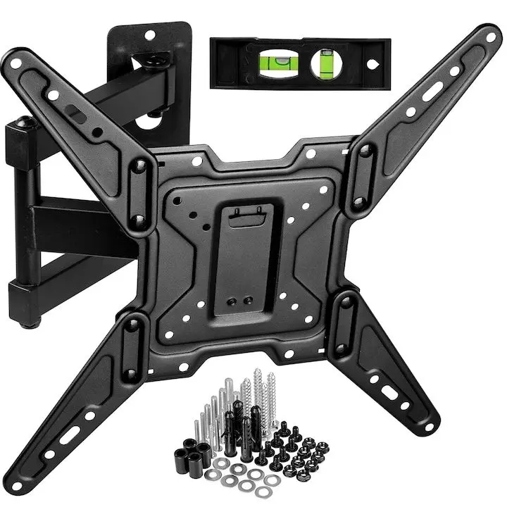 Стойка за Телевизор - Оценяваме Най-Продаваните Стенна стойка за телевизор KingMount KG-1032 Floryda, универсална, въртяща се, диагонал 22″ - 65″, макс. 40 кг, Vesa 75x75 - 400x400, черна