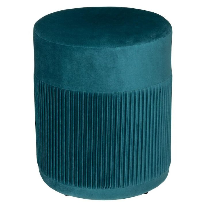 Табуретки - Най-Продаваните за 2025 Година Табуретка, Atmosphera Createur d'interieur, Nofy, Кадифе, Кръгла, 38 x 31 см, Тюркоаз