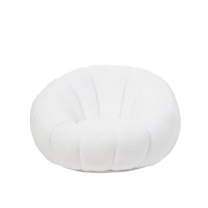 Как да Изберем Перфектното Кресло - Нашите Предложения Въртящо се кресло DOUILL, екрю, дамаска теди букле, 94x88x62 см