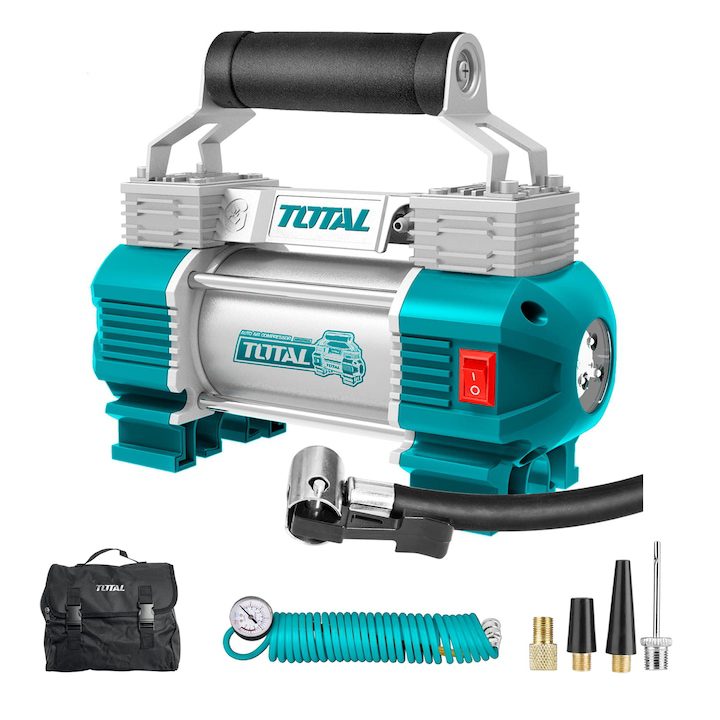 Компресор за Гуми - Кои са Най-Добрите на Пазара в България Компресор за гуми Total Industrial, 45L/min, 12V, 120 PSI