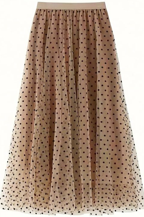 Красиви и Стилни Дамски Поли - Какво Предлага Мода 2025 Година Миди пола от тюл VOGUET на точки