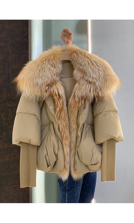 Топ 40 Най-Харесваните Дамски Якета Зима 2025-2026 Зимно яке с пълнеж от гъши пух и яка от лисица