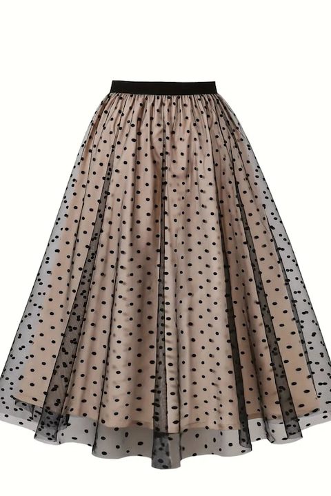 Красиви и Стилни Дамски Поли - Какво Предлага Мода 2025 Година Миди пола от тюл VOGUET на точки