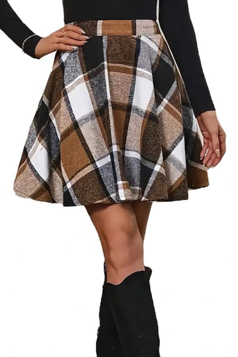 Красиви и Стилни Дамски Поли - Какво Предлага Мода 2025 Година Карирана пола с висока талия за есен/зим