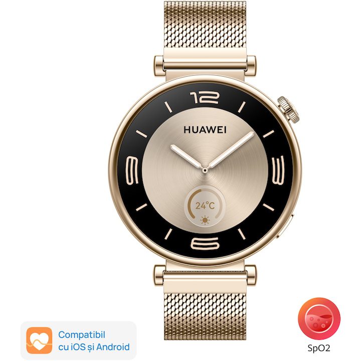 Най-добрите Смарт Часовници Huawei за 2025 Година Смарт часовник Huawei Watch GT 4, 41 mm, Gold Milanese