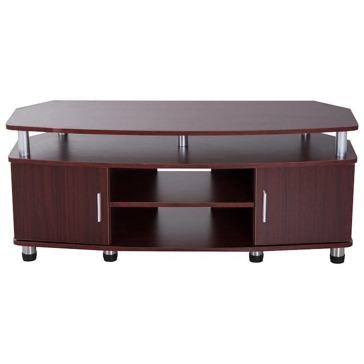 TV скрин Homcom, Две рафта, ПДЧ, 120x39x52 см, Кафяв