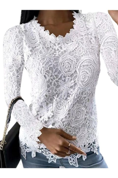 Елегантни Дамски Блузи И Пуловери През 2025 Елегантна дантелена блуза за жени