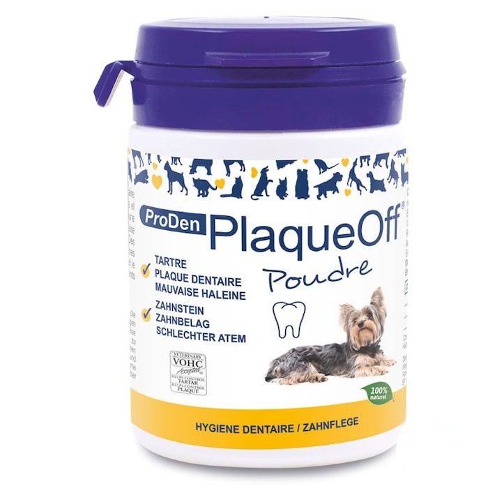Топ 15 Най-Продаваните Продукти за Почистване на Зъби за Кучета Добавка против зъбен камък и плака SWEDENCARE PlaqueOff®, 60 г.