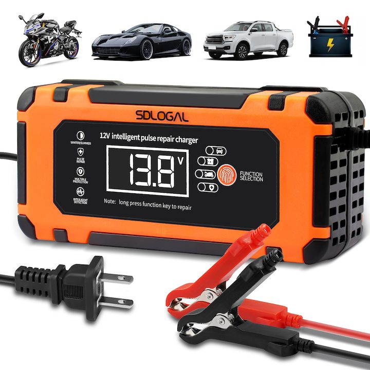 Зарядно За Акумулатор - Топ 15 Най-Добрите в България за 2025 Година Интелигентен токоизправител за батерии, интелигентно зарядно устройство DEYKAY 10A 12V, автоматично, с LCD сензорен екран и 4 автоматични режима на ремонт, за оловни батерии за камиони, мотоциклети, лодки