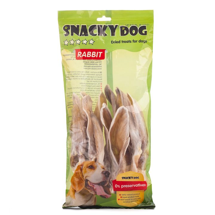 Топ 15 Най-Продаваните Продукти за Почистване на Зъби за Кучета Лакомство за кучета Snacky Dog заешки ушички с козина, 100 гр