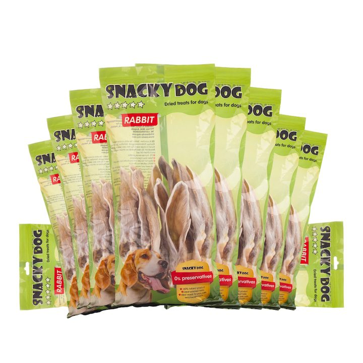 Топ 20 Лакомства За Кучета: Вкусни Бисквити И Награди, Които Работят Опаковка от 10 лакомства за кучета Snacky Dog заешки уши с козина, 1000 g