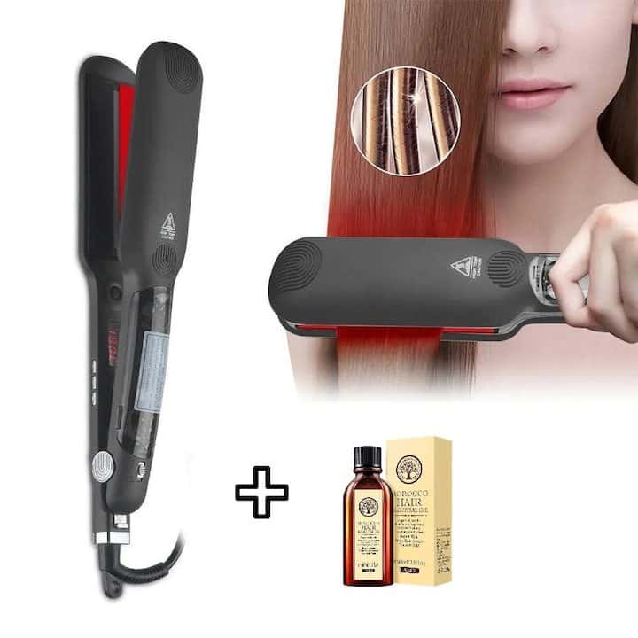 Най-Добрите Преса за Коса с Пара за 2025 Година Професионална преса за коса Smart Pulse Titanium Pro с пара и инфрачервени лъчи и турмалиново- титаниево покритие + подарък арганово масло