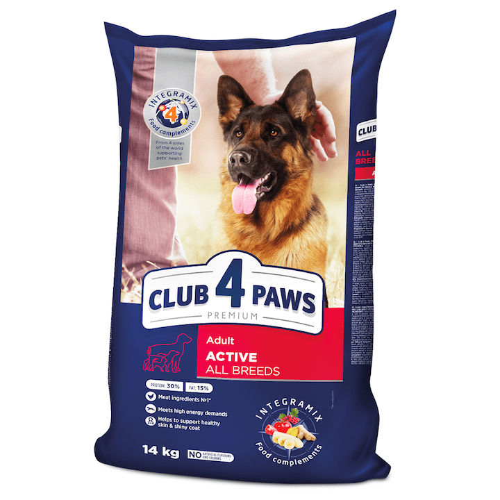 Суха храна за кучета Club 4 Paws, Premium, Active Adult, 14 кг