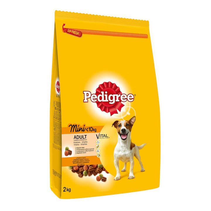 Суха храна за кучета Pedigree Adult, Малки породи, Телешко месо и зеленчуци, 2 кг