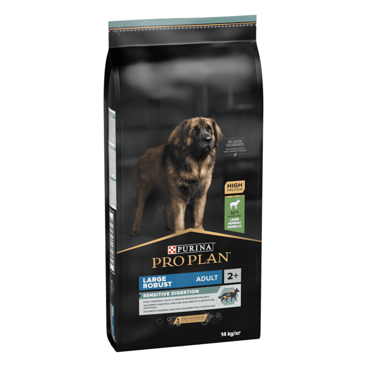 Храна За Кастрирани Кучета И Контрол На Теглото - За Какво да Внимавате Суха храна за кучета Pro Plan, Large Robust Adult, Sensitive Digestion, Агнешко, 14 кг