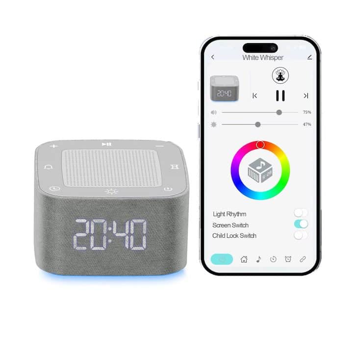 Устройства за Бял Шум за Деца и Възрастни Устройство за бял шум AMYMAT – Успокояваща звукова машина с нощна светлина