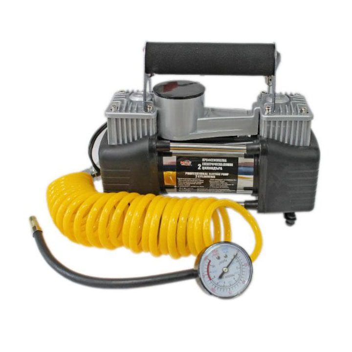 Компресор за Гуми - Кои са Най-Добрите на Пазара в България Въздушен компресор за гуми Emzone, 12V, Двуцилиндров, 150 Psi, 150 bar, С 3 накрайника